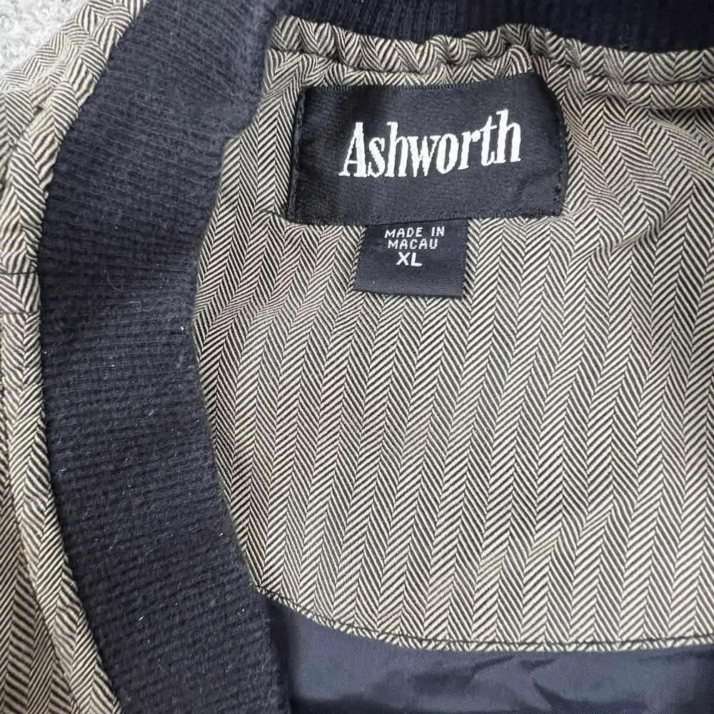 Ashworth Men's V-Neck XL Pullover Olive Herringbone Golf Windshirt Skater‎